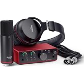 Focusrite Scarlett Solo Studio 4th Gen USB-C Audio Interface Bundle | 1 XLR Mic Preamp, 1 Hi-Z Instrument Input, 24-Bit/192kHz, 120dB, CM25 MkIII Mic, SH-450 Headphones, Windows/Mac/iPad