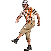 Arvilhill 4 Pcs Men's Classic Comedy Costume Striped T-Shirt Shorts Suspender Hat Halloween Funny Outfits (S-XXL)