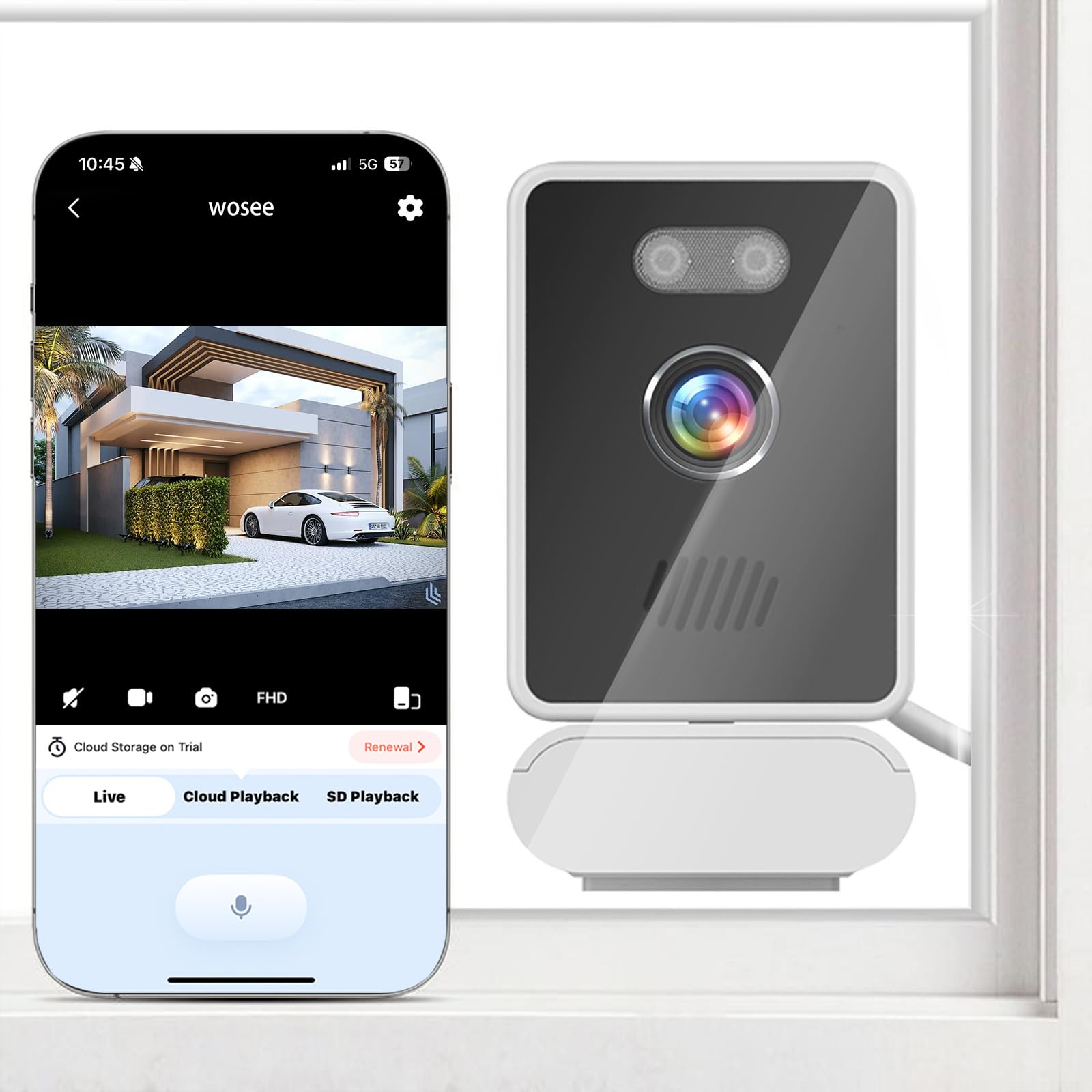 Videocamera Da Finestra 5MP 2K | Wi-Fi 2.4/5GHz Con AI E Visione Notturna A Colori | Sicurezza Interna Per Casa, Ufficio E Negozi