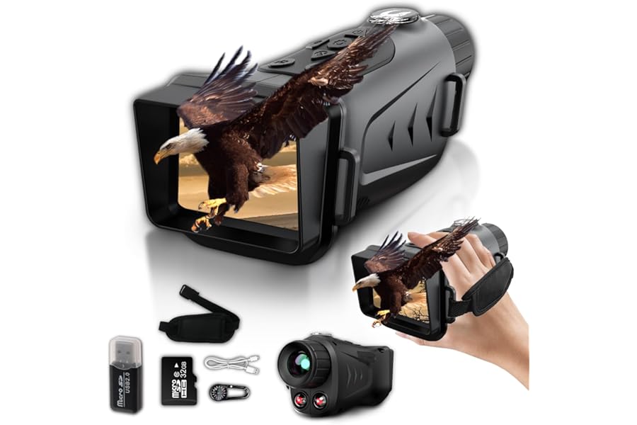 Waaniynan Mini Night Vision Monocular 4K Portable Infrared Monocular with 32 GB SD Card& Card Reader for Camping/Security