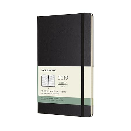 Moleskine 8058341715802 Wochen/Taschenkalender, 12 Monate, 2019, Large, A5, Horizontal, Hard Cover, schwarz