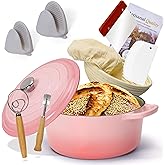 5QT Enameled Cast Iron Bread Oven with Proofing Basket for Sourdough Bread Baking, Bread Making Supplies Tools,Heavy-Duty Coo