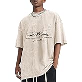 Migxsaf Christian Faith God Shirts for Men Jesus Bible Verse Shirt Oversized Acid Wash Tshirts Star Mountain Graphic Tees