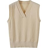 Wowcarbazole Women's V Neck Sweater Vest Sleeveless Ribbed Knit Pullover JK Uniform Classic Basic Tank Tops