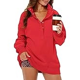 Gacaky Womens Oversized Sweatshirts Casual Button Henley Neck Long Sleeve Pullover Fleece Loose Fit Fall Tops Fashion Outfits