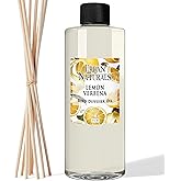 Urban Naturals Reed Diffuser Oil Refill Lemon Verbena with Lemon Zest, Bergamot, Vetiver, Cedarwood 8 oz + Free Reed Sticks, Made in The USA