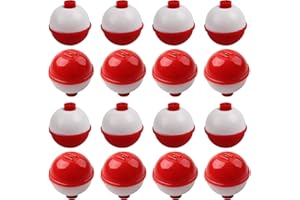 VATEICO Fishing Folats Bulk Hard ABS Bobbers Snap-on Floats Push Button Round Buoy Float Bobbers for Crappie Panfish Walleyes Red and White 0.75"/1"/1.25"/1.5"/1.75"/2"/2.5"