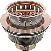 BOTEMY B9171 Copper Kitchen Sink Drain Kit 3 1/2 Sink Strainer for Kitchen Sink with Stainless Steel Strainer Stopper Drain Assembly Basket Strainer Fit Standard Sink Drain Hole(Antique Copper)
