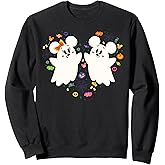 Disney Mickey and Minnie Cute Little Ghosts Halloween Heart Sweatshirt