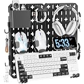 KDD Keyboard and Mouse Display Stand Holder, Wall Mount Office Organization Pegboard Combination Kit with Pen Holder, Hooks, Headset &amp; Controller Stand for Office &amp; Home Hanging Organizer Storage