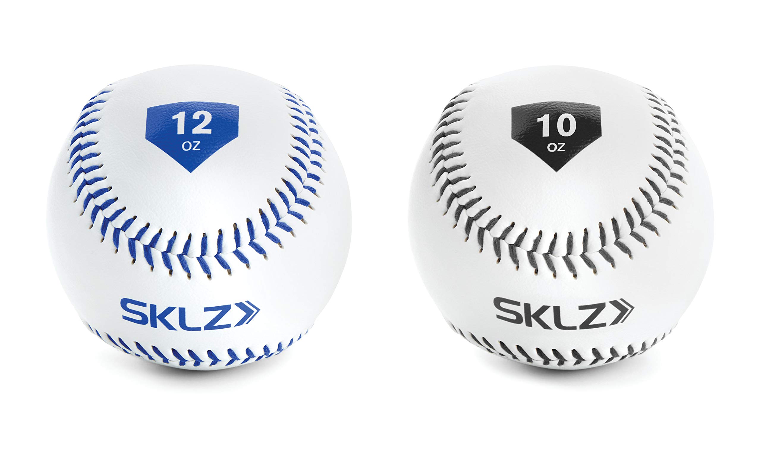 SKLZ Weighted Training Baseball, Official Baseball Size, Build Arm Strength, White, 10oz & 12oz, Pack of 2