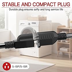 16/3 Short Extension Cord 4 FT, Black Extension