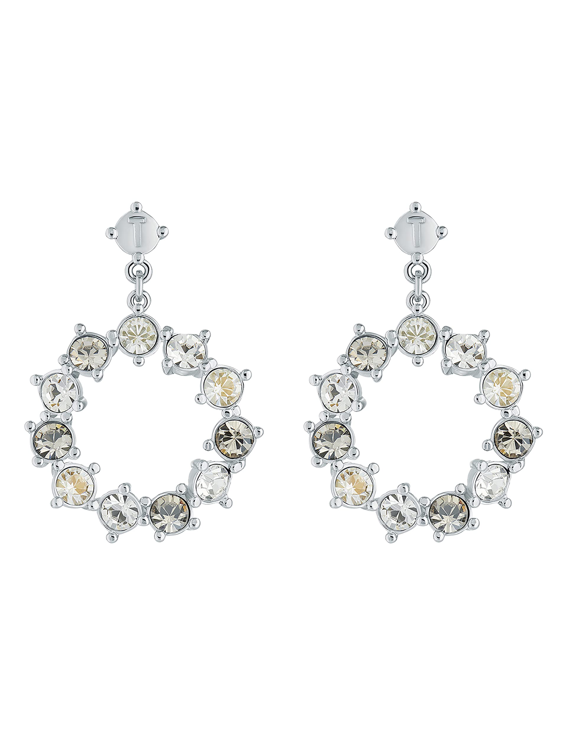 Ted Baker Crissty Large Crystal Hoop Drop Earring (Silver Tone/Clear Multi Crystal)