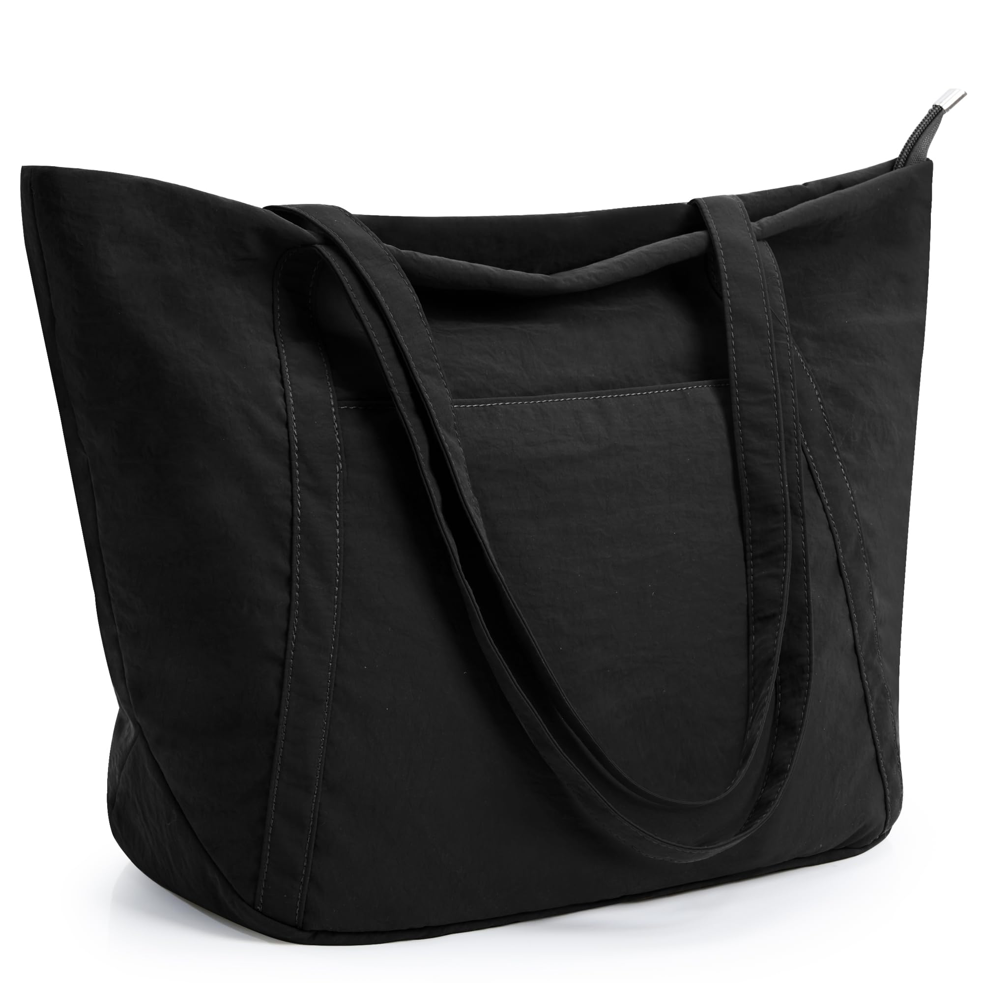 Photo 1 of WLLWOO Large Gym Tote Bag for Women Sport Yoga, 24L Travel Beach Bag Lightweight Zipper Shoulder Handbag for Daily Work, Black