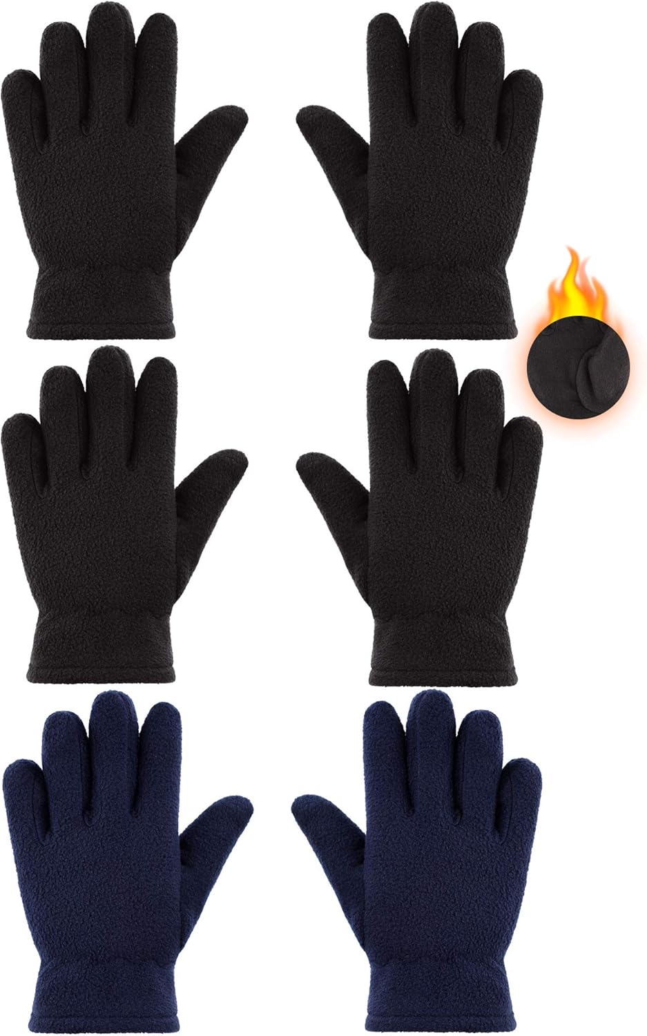3 Pairs Kids Fleece Gloves Full Fingers Gloves Winter Soft Warm Gloves for Boys Girls Outdoors Activities Supplies: Clothing