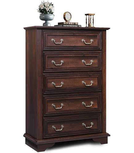 Amazon.com: Signature Design by Ashley Alisdair Traditional 5 Drawer Chest  of Drawers, Dark Brown : Home & Kitchen