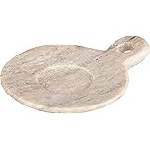 Creative Co-Op Hand-Carved Marble Dish with Handle, Beige