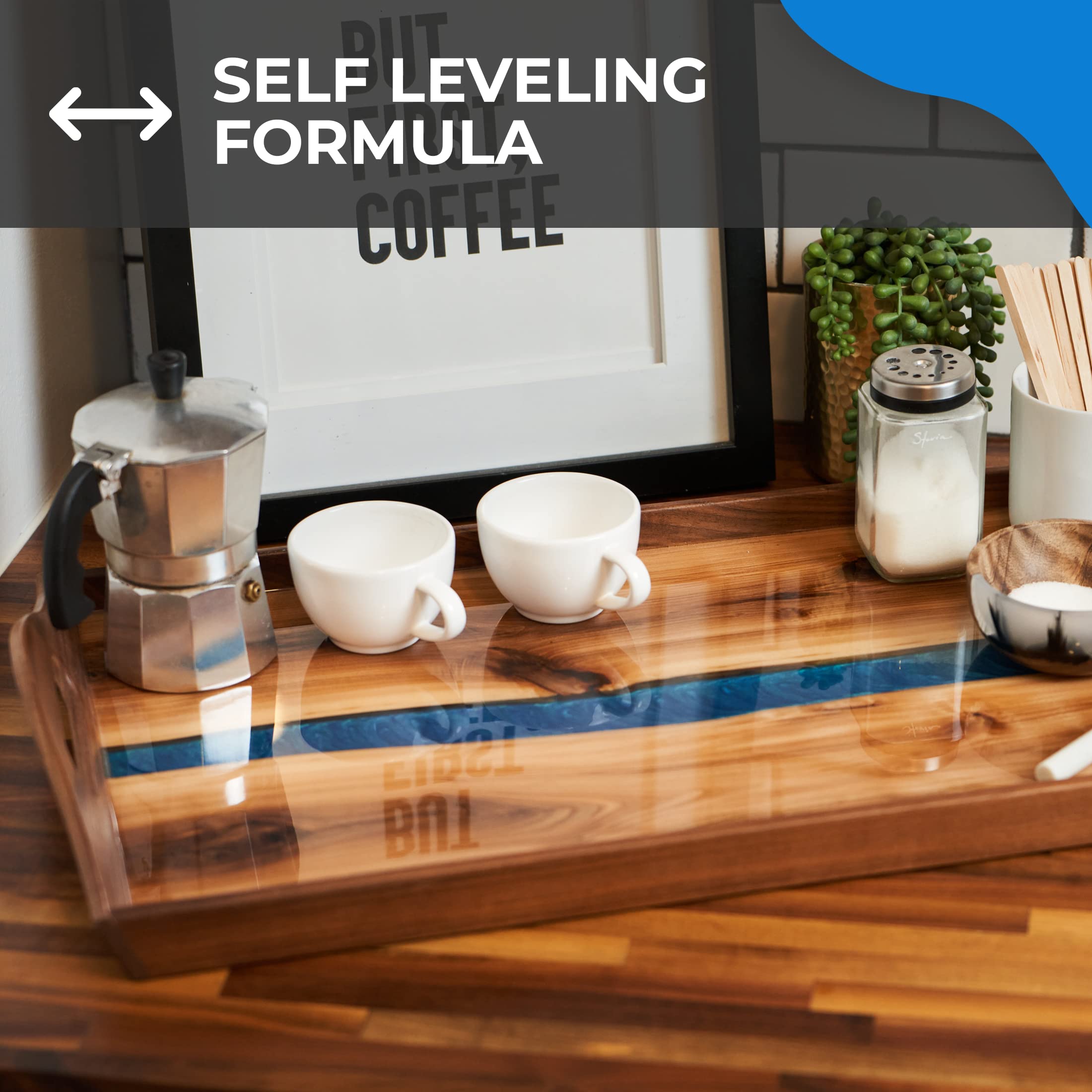 Promise Epoxy Table Top Epoxy Resin Kit 32 oz (16 Oz Resin and 16 Oz Hardener Set) – Clear Coat for Table Top Art with Mixing Cups, and Stir Sticks, Hand Mix DIY Casting Supplies