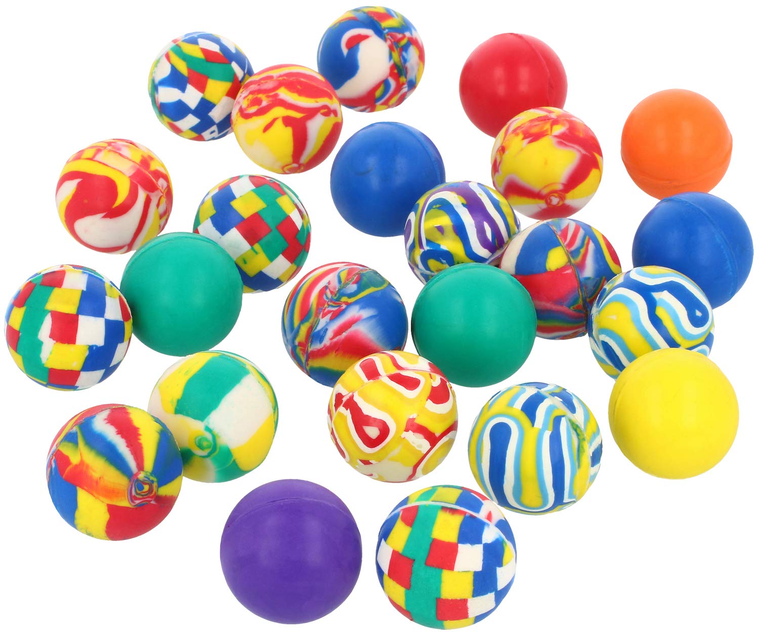 com-four® 24x Bouncy ball to play for children - Colorful jumping balls as a small gift - Flummis in different color samples [selection varies] (24 pieces - colorful)
