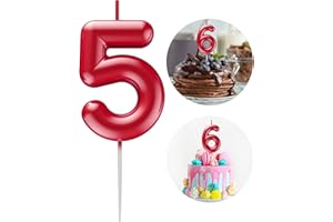 KANOO Red Number 5 Candle Happy Birthday 3D Number Candles for Birthday Cake Party Decoration Wedding Anniversary Celebration Supplies