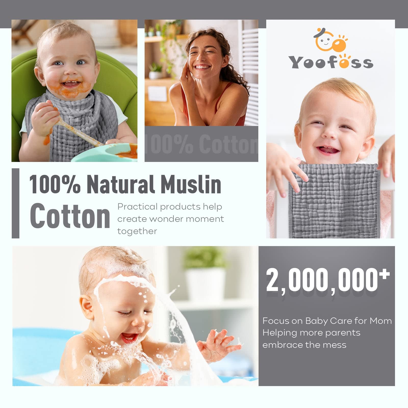 Yoofoss Muslin Burp Cloths for Baby 10 Pack 100 Cotton Baby Washcloths