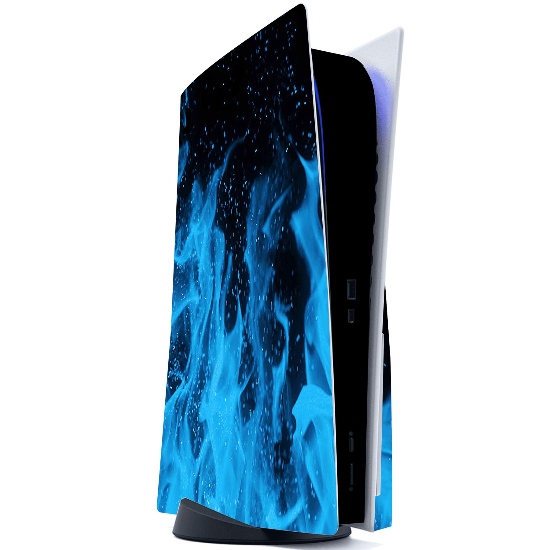 PlayVital Blue Flame Full Set Skin Decal for ps5 Console Disc Edition, Sticker Vinyl Decal Cover for ps5 Controller & Charging Station & Headset & Media Remote