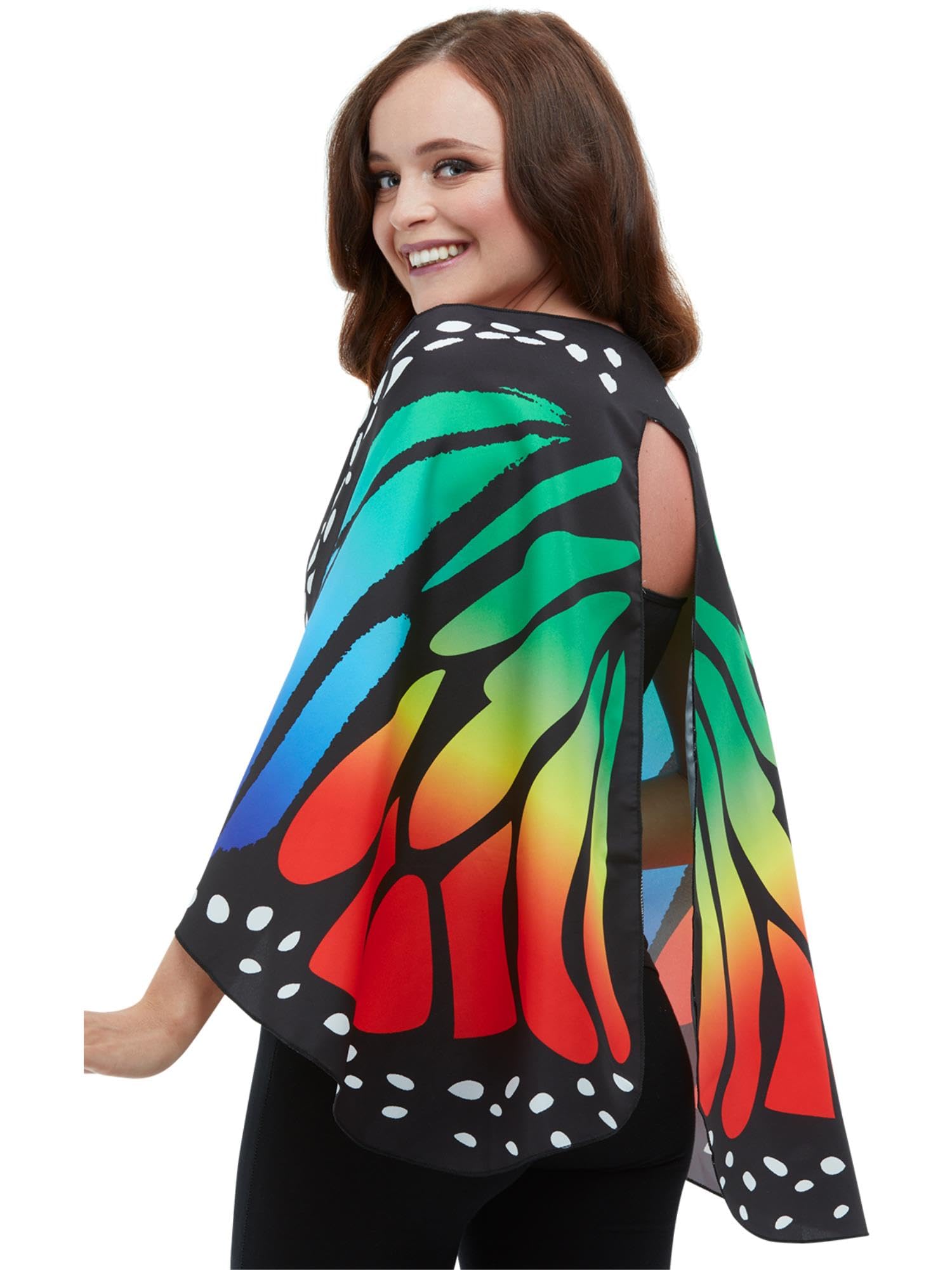 Smiffys Monarch Butterfly Fabric Wings, Multi-Coloured 140cm/55in, Fairytale, Wings and Wands Fancy Fancy Dress, Adult Dress Up Accessories Halloween