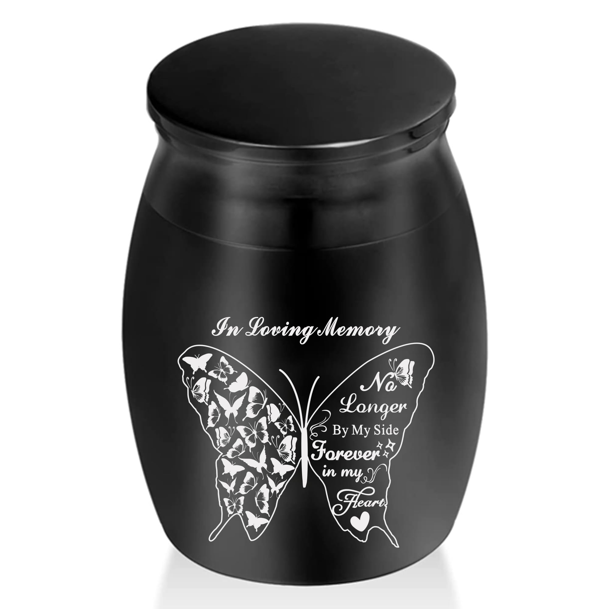 1.57 Inches Small Keepsake Urns for Human Ashes Butterfly Cremation Urns for Ashes Little Urn Memorial Ashes Holder Black Funeral Urn