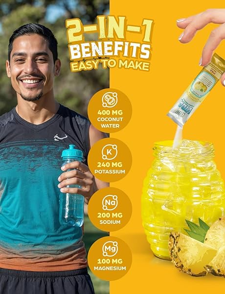 KLASS VIDA ELECTROLYTE DRINK MIX – PINEAPPLE AGUA FRESCA FLAVOR | SUGAR-FREE HYDRATION POWDER WITH COCONUT WATER & MINERALS | 15 SINGLE-SERVE STICK PACKS, LOW CALORIE, NATURAL FLAVOR