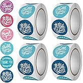 2 inch Thank You Stickers 4 Rolls 2000 PCS Large Thank You Sticker Labels for Business Packaging Envelope Seal - 500 Count with 6 Designs on Each Roll