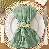 Socomi Green Cheesecloth Napkins Sage Fall