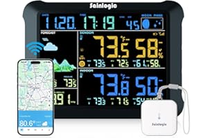 Sainlogic WiFi Smart Weather Station SA1 with 24H/ 7Days Accurate Weather Forecast by Weatherseed® AI, Email & App Notification Alert,Data Storage Export（Only 2.4G）