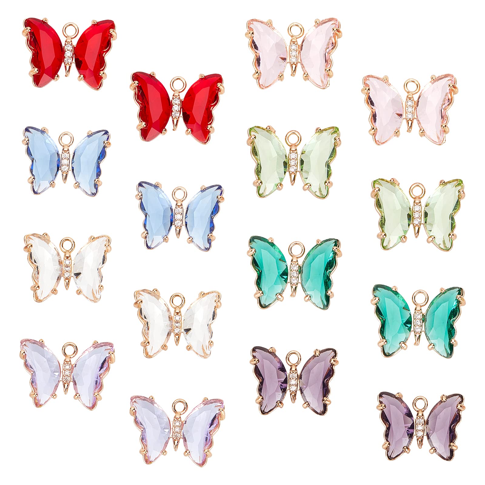 Photo 1 of SUNNYCLUE 1 Box 48g Butterfly Crystal Charms 16x20mm Assorted Glass Beads Large Rhinestone Charm Bulk Colorful Butterflies Faceted Gemstone Charms for Jewelry Making Charm DIY Necklace Accessories