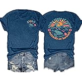 ELDPS Hawaiian Shirt Women: Hawaii Turtle Graphic Tees Aloha T-Shirt Summer Beach Vacation Vibes Shirt
