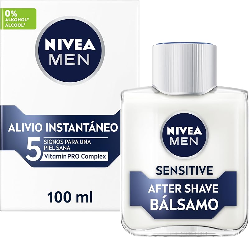Sensitive Bálsamo After Shave (1 x 100 ml), para el cuidado de la piel sensible, bálsamo anti irritaciones con 0% alcohol para calmar la piel al instante