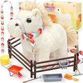 Tagitary Plush Toys Horse for Kids, Interactive Plush Toys with Leash,Can Make Sounds,Walk,and Wag Tail,Stuffed Horse Realistic Pet for Boys Girls