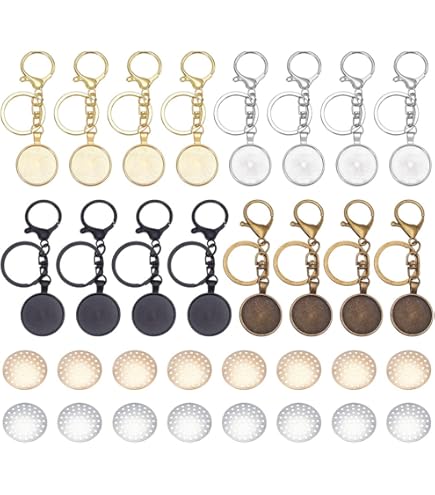 Glarks 48 Bandejas Colgantes De 4 Estilos, 24 Piezas Redondas Y Cuadradas Y Corazón Y Lágrima Y 24 Piezas De Azulejos De Cúpula De Cabujón De Vidrio Brillante Para Manualidades, Joyería, Fabricación