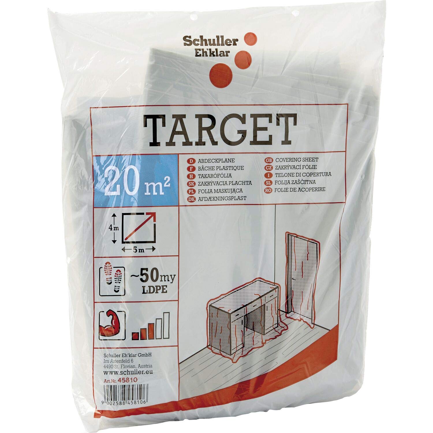 Schuller Tarpaulin Extra Strong – 50 Micron Size 4 x 5 m 1 Item 45810