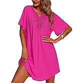 Supnier Women's Bathing Suit Cover Up Dress Lace Crochet V Neck Summer Beach Bikini Swimsuit Coverup