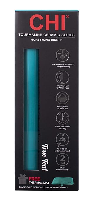 CHI Expert Classic Tourmaline Ceramic Hair Straightener Iron in True Teal