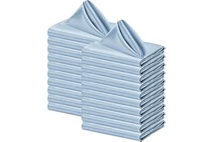 PESONLOOK 30 Pack Satin Napkin 17 x 17 Inch Square Dusty Blue Dinner Napkins Soft Smooth Fabric Reusable Bright Silk Table Napkin for Wedding Banquet Party Restaurant Decoration(Dusty Blue)