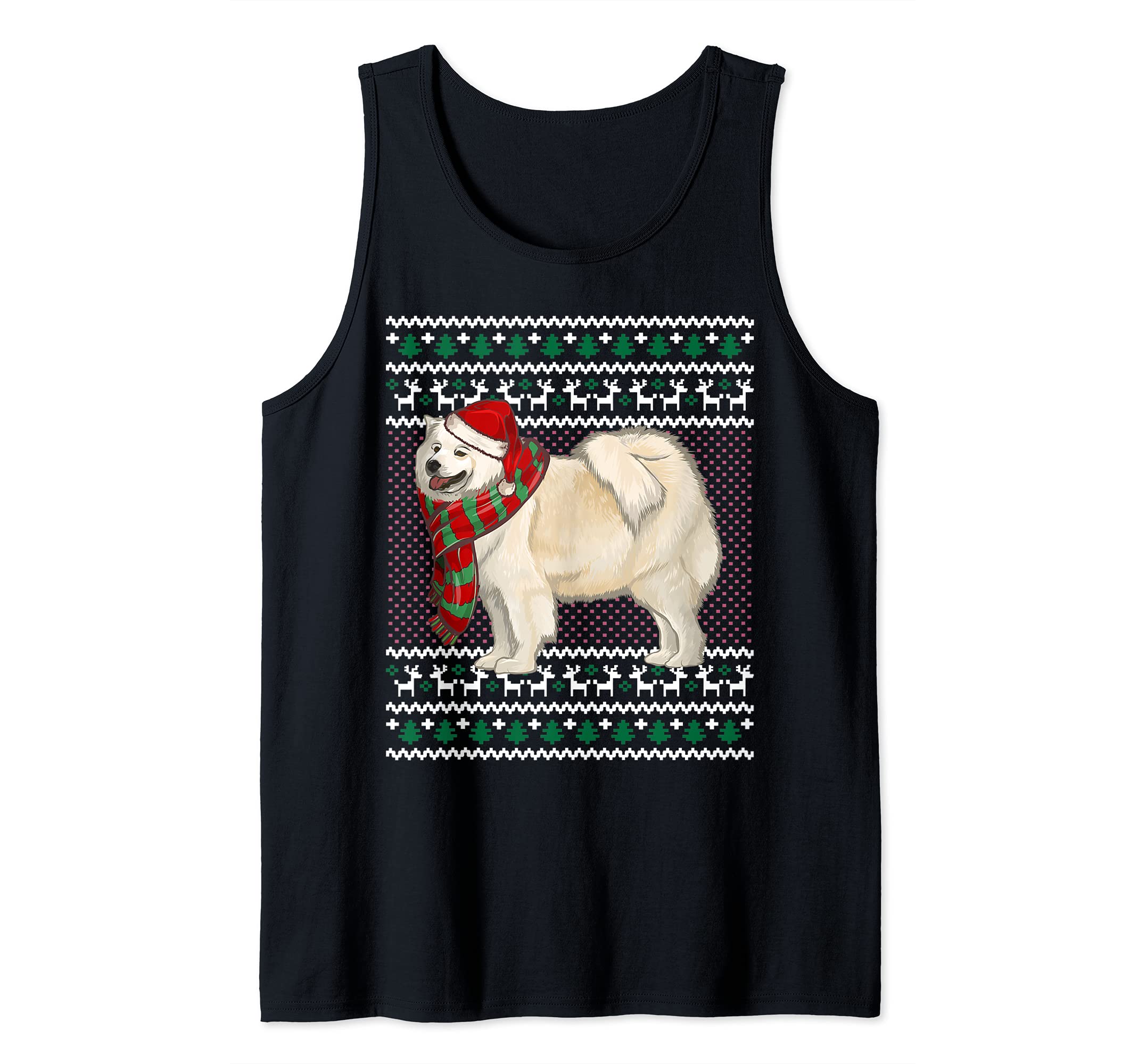 Xmas Samoyed Dog Santa Hat Ugly Christmas Tank Top