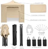All Seasons Gazebos 3x3m Heavy Duty Pop Up Gazebo with 4 Side Walls Beige view 3