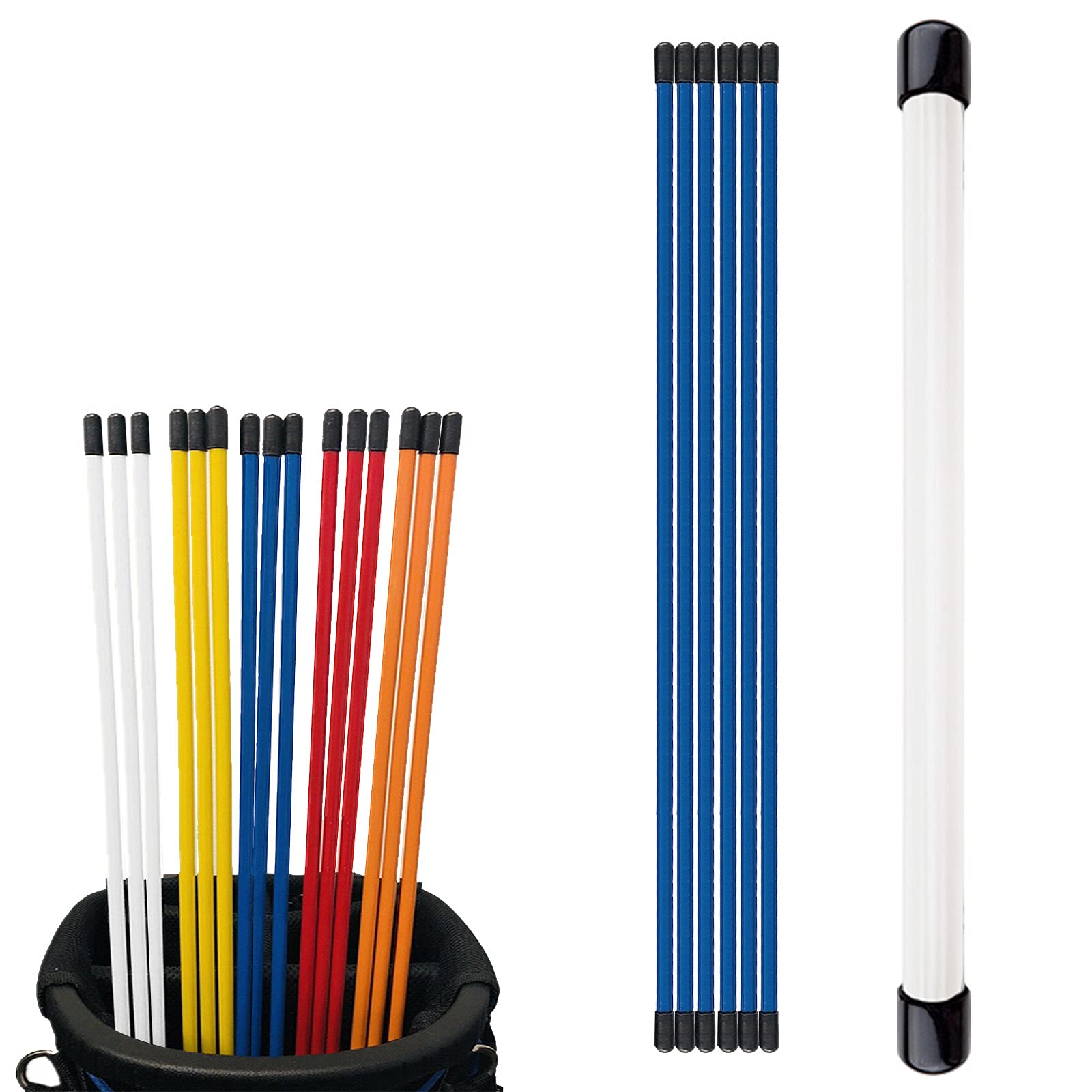 FINGER TEN Golf Alignment Sticks with Cover 48 Inch Practice Stick 6 Pack, Golf Training Aid Sticks for Driving Range Putting Indoor Outdoor Garden (6 Pack in Blue)