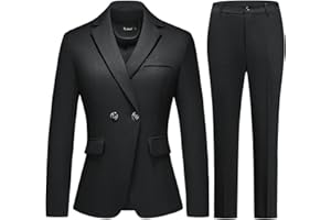 TRONSTORE Women's Plaid Suit 2 Piece Set Work Dresses Blazer Pants Suiting for Women Office Outfits