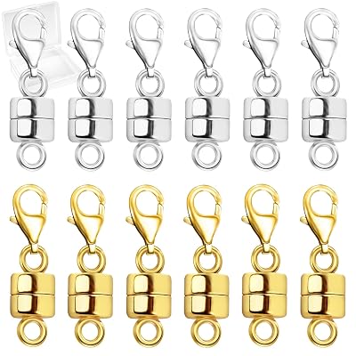 MKCYD Magnetic Necklace Clasp with Lobster Clasp,14K Gold and Silver Magnetic Jewelry Clasps for Necklace Extender Bracelet Closures