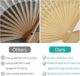 Didilor Folding Fans 6Pcs Handheld Bamboo Paper Fan Set for Wedding Party Home view 4