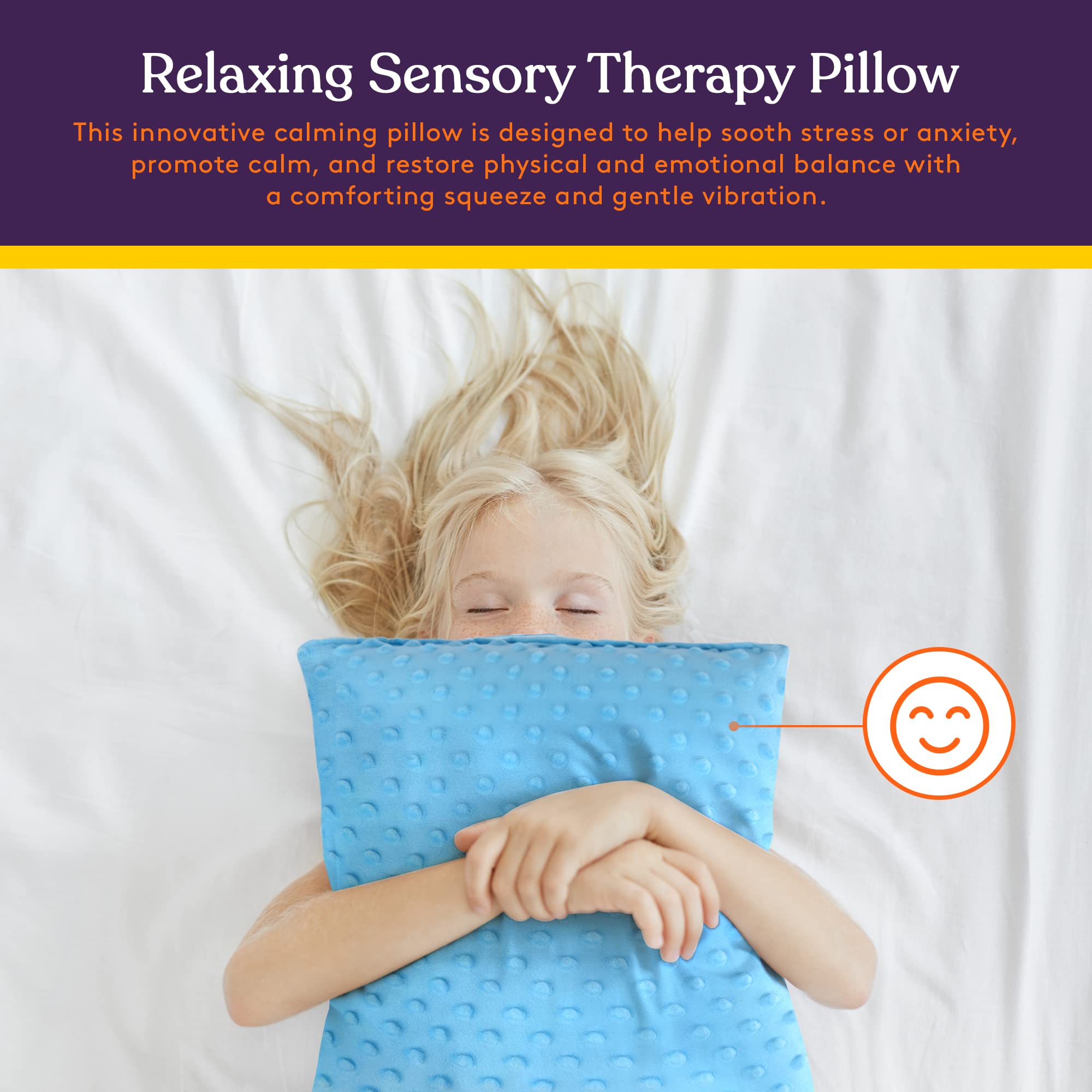 Special Supplies Vibrating Pillow Sensory Pressure Activated Calm for Kids and Adults, 12” Plush Soft Cover -Textured Therapy Stimulation Bumps- 3 Vibration Modes, Music & Voice Recording (Blue)