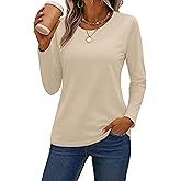 SMENG Women's Long Sleeve Crewneck Cotton Basic T-Shirt Solid Color Soft Comfy Casual Tops Fall Shirts for Women 2025
