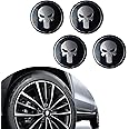 Sumjig 4 PCS Car Wheel Center Caps, 2.2" Skull Rim Hub Caps, Wheel Hub Center Cap Sticker, Wheel Decoration Cap, Center Caps for Rims, Universal for Most Cars Tire Trim Accessory (Black)